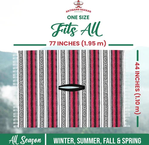 Miniatura 74 de Artisans Bazaar Poncho tradicional mexicano de Baja para hombres y mujeres, auténtico sarape de Gaban, manta de vaquero Pancho Jorongo