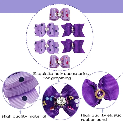 Miniatura 2 de PET SHOW 20 lazos para el pelo de perros pequeños con bandas de goma para cachorros, gatos, moño a juego, accesorios de aseo para el cabello
