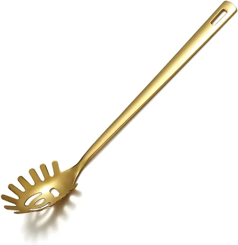 Cuchara de espagueti dorada, servidor de pasta Berglander con chapado en oro de titanio, servidor de espaguetis de acero inoxidable para cocinar,