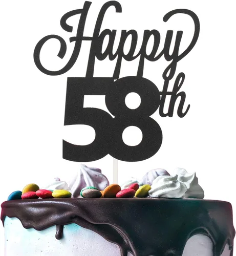 Miniatura 29 de LINGTEER - Decoración para pastel con texto "Happy Birthday 100", color negro