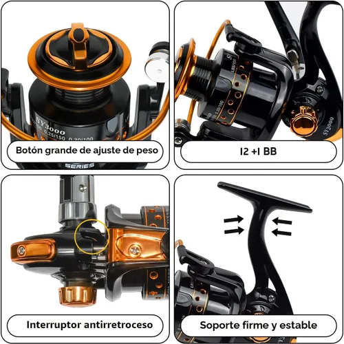Miniatura 3 de Carretes de pesca giratorios Summer y Centron, carrete de 12 + 1 BB liviano y ultra suave para pesca en hielo/verano 3000/1000 de QINGLER SY3000