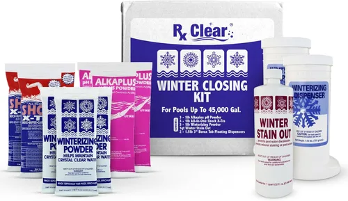 Rx Clear Kit de cierre de piscina para piscinas sobre el suelo y enterradas | Kit de invierno de piscina | Productos químicos de cierre de invierno
