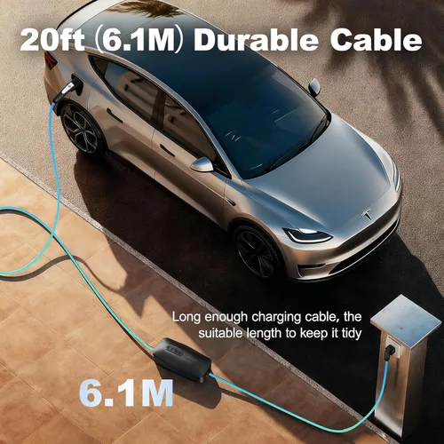 Miniatura 6 de Cargador de vehículo eléctrico de nivel 1/2, 16 amperios y 3.5 kW, cargador portátil con cable de 20 pies, estación de carga doméstica, con enchufe