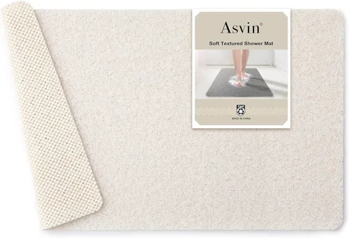 Miniatura 28 de Asvin Tapete de Baño con Textura Suave, para Ducha, Bañera, 24x16 Pulgadas, Libre de Ftalatos, Antideslizante, Tapetes Cómodos para Bañera