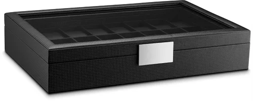 Miniatura 5 de Glenor Co Caja de reloj para hombre Organizador plano de lujo de 24 ranuras diseño de fibra de carbono para relojes de joyería para hombre soporte