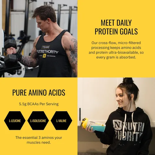 Miniatura 4 de Nutrithority - Polvo de proteína de suero aislado Isothority con proteína ultraabsorbible y BCAA para construir músculo y acelerar la recuperación