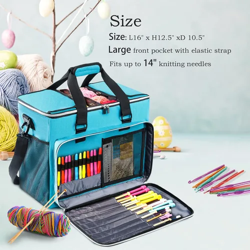 Miniatura 4 de MYBAGZING Bolsa de Tejer, Organizador Grande de Almacenamiento de Hilo, Bolsas y Totes de Crochet, Bolsas de Hilo para Crochet, Estuche Porta Hilos