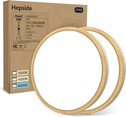 Miniatura 15 de hepside Paquete de 1 lámpara de techo LED de montaje empotrado, color negro, 12 pulgadas, 28 W, regulable 3000K-4500K-6000K, lámpara de techo de 3