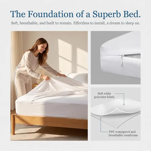 Miniatura 7 de Protector de colchón Queen con cremallera, 60 x 80 pulgadas, funda de colchón impermeable para envoltura profunda de 9 pulgadas, funda de resorte