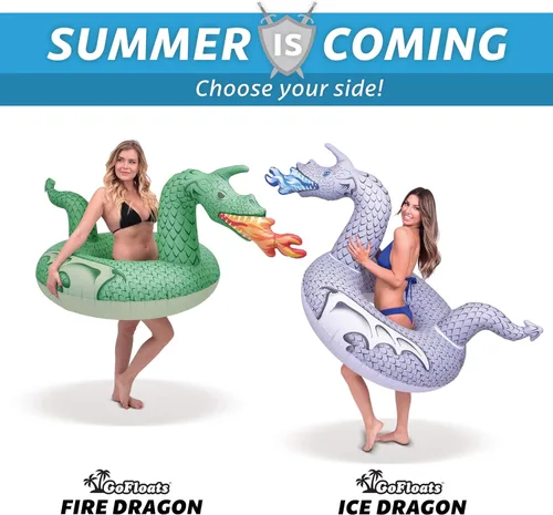 Miniatura 7 de GoFloats Balsas inflables de tubo para fiesta de dragón: elige entre dragón de fuego y dragón de hielo, flotadores de piscina