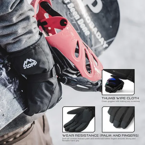 Miniatura 5 de STOMP Guantes impermeables para esquínieve de invierno cálidos 3M Thinsulate Snowboard Snowmobile Guantes para clima frío