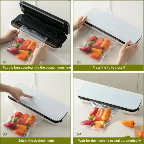 Miniatura 5 de THETCHRY Sellador al vacío para alimentos, 65 kpa de potencia de succión de precisión 6 en 1, ahorrador de alimentos rápido y compacto con 20 bolsas