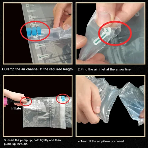Miniatura 6 de Almohadas de aire para envío con bomba de embalaje, bolsas de aire, 200 unidades inflables, suministros de envío, relleno de caja