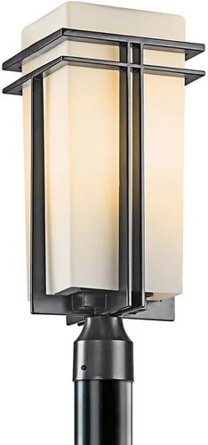 Kichler Tremillo 49207BK - Luz exterior de 8.5 pulgadas de color negro, 1 luz exterior con cristal de ópalo grabado satinado, (20 pulgadas de alto x