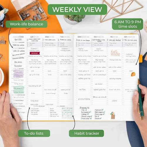Miniatura 3 de Clever Fox Planificador por Horas Pro Premium – Planificador de Horarios Sin Fecha con Espacios de Tiempo Diarios – Cuaderno Organizador Personal