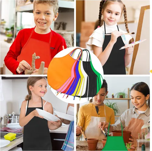 Miniatura 6 de PLULON 15 Piezas Delantales para Niños Delantales para Pintar Delantales Negros para Niños Delantales de Arte Batas a Granel para Actividades