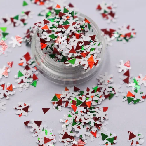 Miniatura 22 de Caja y juego de 12 colores – Árbol de copo de nieve de Navidad Serie de mezclas gruesas con purpurina – Festival Rave Beauty Maquillaje de cara