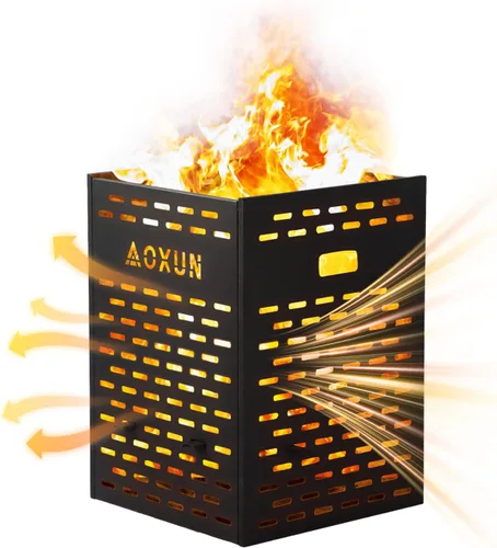 Aoxun Barril de quemado ultra grueso de 63 galones para residuos de patio, tambor incinerador resistente para exteriores con jaula de quemado con