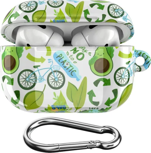 Funda compatible con Airpods Pro Airpods 1, 2, 3 generación, sostenible, de cuerpo completo, diseño ecológico, funda de plástico con llavero Go