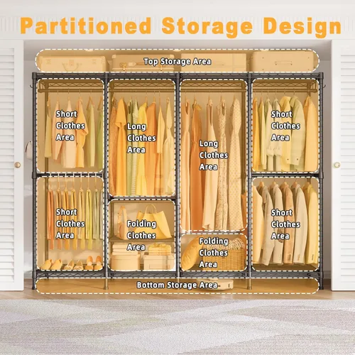 Miniatura 3 de ULIFHOME H41 - Perchero de ropa resistente, perchero para colgar ropa, extra grande, portátil, independiente, 78.5 pulgadas de ancho x 15.8 pulgadas