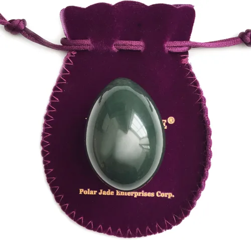 Miniatura 23 de Polar Jade Huevo de piedra hecho de jade nefrita, tamaño mediano (1.693x1.181 in), perforado, con cuerda sin encerar e instrucciones