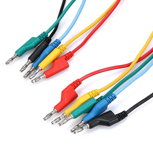Miniatura 5 de Sumnacon Juego de 5 cables de prueba de enchufe de plátano a plátano, cable de prueba apilable de 0.157 in para multímetro, cable de prueba