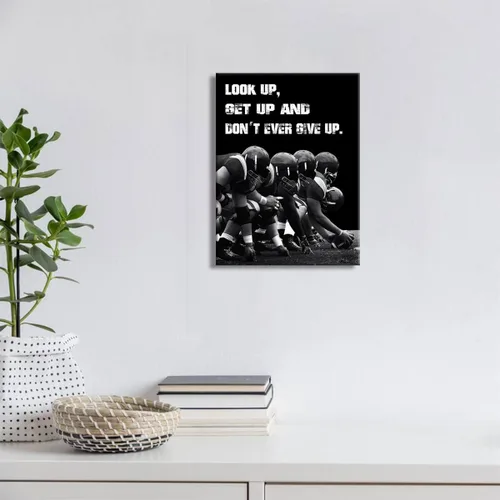 Miniatura 5 de Arte inspirador de pared con texto en inglés «Look Up and Dont Ever Give Up», decoración de fútbol para habitación de niños, fotos de afirmaciones