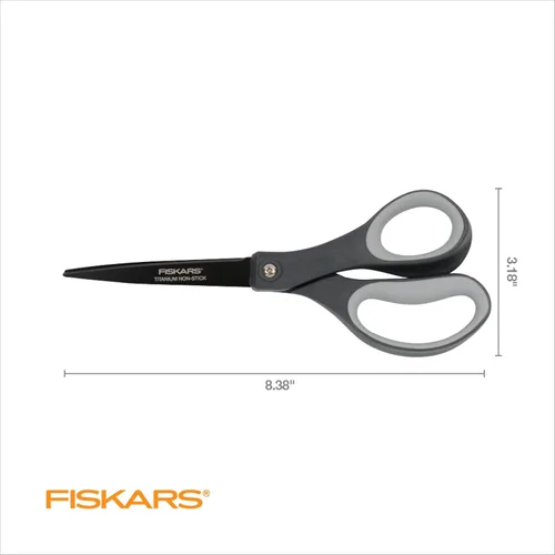 Miniatura 6 de Fiskars Tijeras de 8 pulgadas con Empuñadura Cómoda Antiadherentes de Titanio para Todo Uso - Cuchillas de Acero Inoxidable para Tareas de Corte