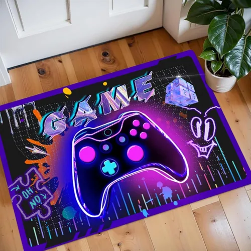 Miniatura 5 de Alfombra de Juegos: Alfombra Gamer para Habitación de Niños, 35"x24" Pequeña Alfombra Colorida de Videojuegos con Controlador para Entrada de Sala