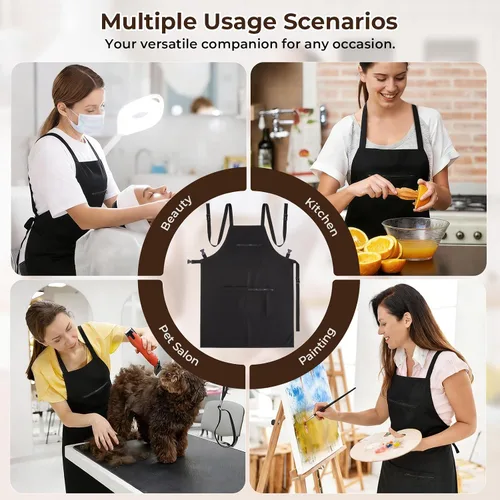Miniatura 8 de Noverlife Hair Stylist Apron with 4 Pockets, Hair Resistant 34 Inch Long Hairdresser Aprons w/Adjustable Strap for Salon