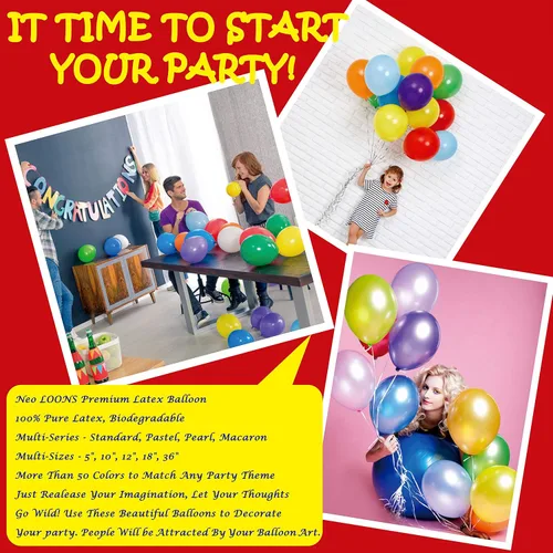 Miniatura 6 de Neo LOONS® 100 globos de látex de 5 pulgadas, color rubor pastel, ideales para niños, cumpleaños de adultos, bodas, recepciones, baby showers