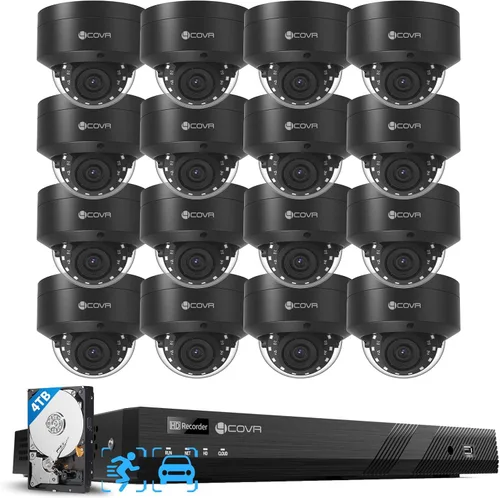 Miniatura 10 de Sistema de cámara de seguridad 4COVR 4K PoE, detección de humanos y vehículos con AI, 4 piezas de cámara IP domo de 8 MP IK10 a prueba de vandalismo