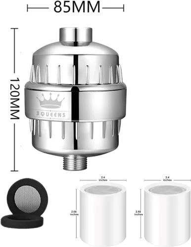 Miniatura 4 de Filtro de ducha de alto rendimiento para agua dura, sistema de filtración de 15 etapas, elimina el cloro, metales pesados e impurezas, mejora