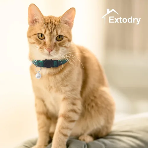 Miniatura 7 de Paquete de 6 collares clásicos a cuadros para gatos con campanas, collar de gatito separable y ajustable de 6 a 9 pulgadas, lindo collar de gatito