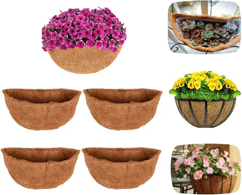 Miniatura 8 de Forros semicirculares de fibra de coco, 1 paquete de revestimientos de coco para cesta colgante, forro de coco de 10 pulgadas, transpirable