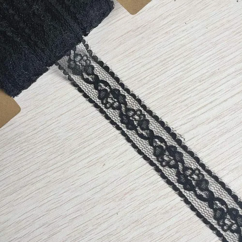 Miniatura 2 de LACE REALM - Cinta de encaje con patrón floral negro de 1 pulgada de ancho x 30 yardas para decoración, diseño floral y manualidades (6025 negro)