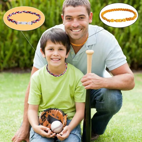 Miniatura 6 de Collar de béisbol de 18 pulgadas, regalos de goteo de béisbol, collares deportivos de tres trenzas, collares de titanio Tornado de cuerda deportiva