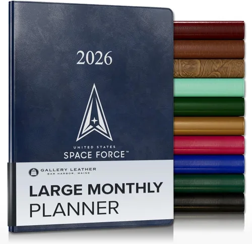 Miniatura 118 de Gallery Leather Agenda Mensual Grande 2025-2026, Elegantemente Encuadernada Planificador de Calendario y Cuaderno con Elegantes Bordes Dorados, 18