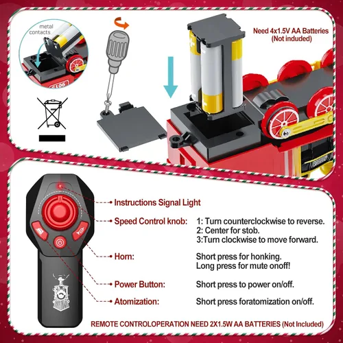 Miniatura 3 de Hot Bee Locomotora de tren a control remoto, juguete de motor de vapor de tren con humo, luces y sonidos, juguetes de trenes de Navidad, regalos