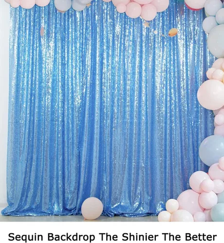 Miniatura 6 de ShiDianYi Fondo de fotos de lentejuelas azules de 4 x 6 pies, fondo de fotografía de fiesta/graduación, cabina de fotos de boda, telón de fondo