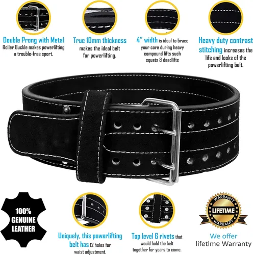Miniatura 3 de Hawk Sports - Cinturón de levantamiento de pesas de doble punta para hombres y mujeres, 0.394 pulgadas de grosor, cinturón de levantamiento de pesas