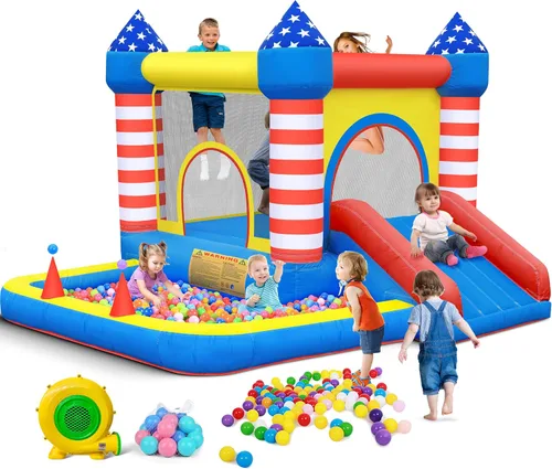 Miniatura 12 de Culaluva Casa inflable de rebote: combo de tobogán de castillo de gorila de salto - 7 en 1 para niños de 3 a 6 años - con soplador de 370 W