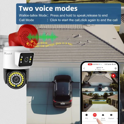 Miniatura 3 de Cámara de seguridad para exteriores de 4MP con doble lente y visión nocturna con foco de iluminación, seguimiento de movimiento con giro y Blanco