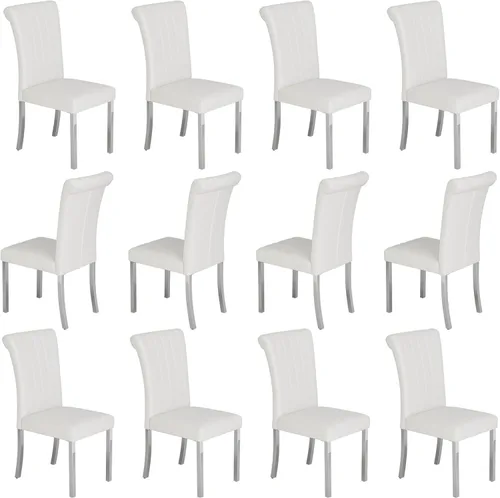 Miniatura 24 de Asday Juego de 2 sillas de comedor negras y plateadas, modernas sillas de comedor tapizadas de piel sintética con respaldo alto y patas cromadas