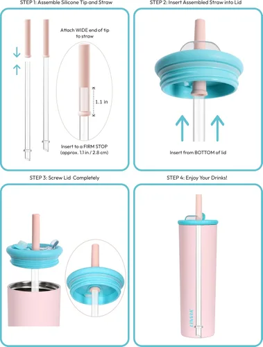 Miniatura 9 de Vaso de caramelo, botella de agua aislada de acero inoxidable de 25 onzas, tapa 2 en 1 con popote flexible, sin BPA, apto para vasos, apto
