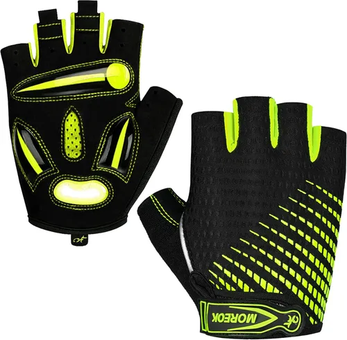 MOREOK Guantes de ciclismo para hombresmujeres-almohadilla de gel de 0.197 in guantes de ciclismo de medio dedo bicicleta de carretera MTB guantes