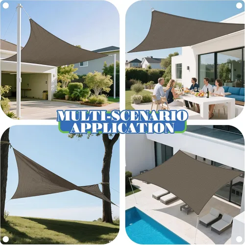 Miniatura 2 de ECOOPTS Toldo rectangular para patio, pérgola, jardín, tela HDPE con 95% de bloqueo UV (10 x 11 pies 10 pulgadas, marrón)