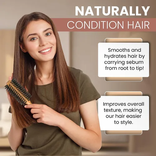 Miniatura 3 de SHASH Cepillo redondo de cerdas de jabalí, fabricado en Alemania, da volumen y revitaliza tu cabello con resultados más suaves y suaves