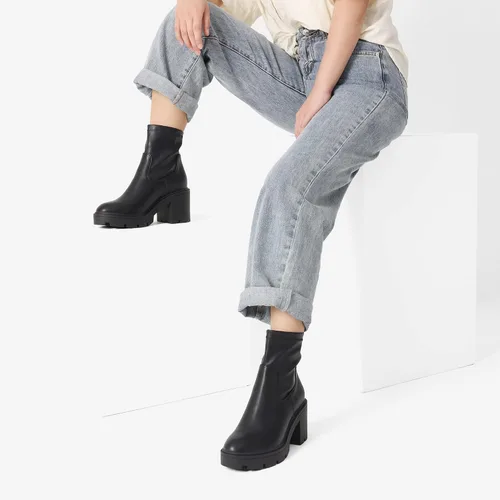 Miniatura 6 de DREAM PAIRS Chelsea - Botas de plataforma para mujer con tacón grueso, suela de lengüeta, botines