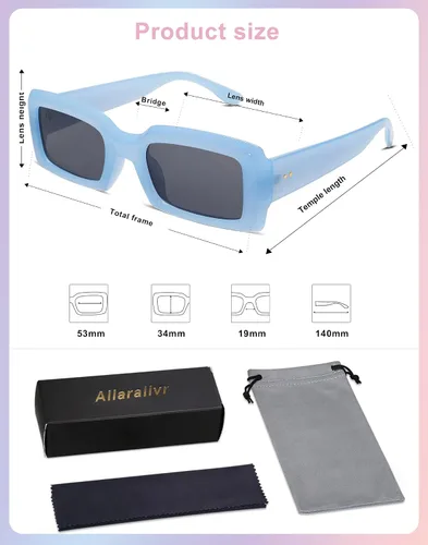 Miniatura 5 de Allarallvr Gafas de sol rectangulares de moda para mujeres y hombres persianas cuadradas vintage de los años 90 marco grueso gafas de sol nude
